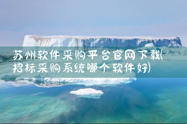 苏州软件采购平台官网下载