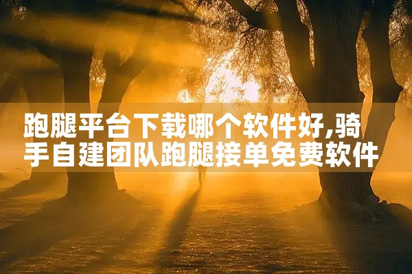 跑腿平台下载哪个软件好