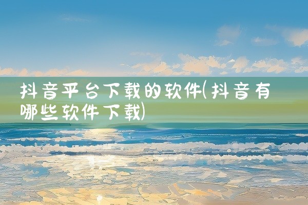 抖音平台下载的软件