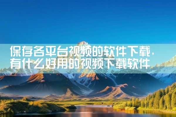 保存各平台视频的软件下载